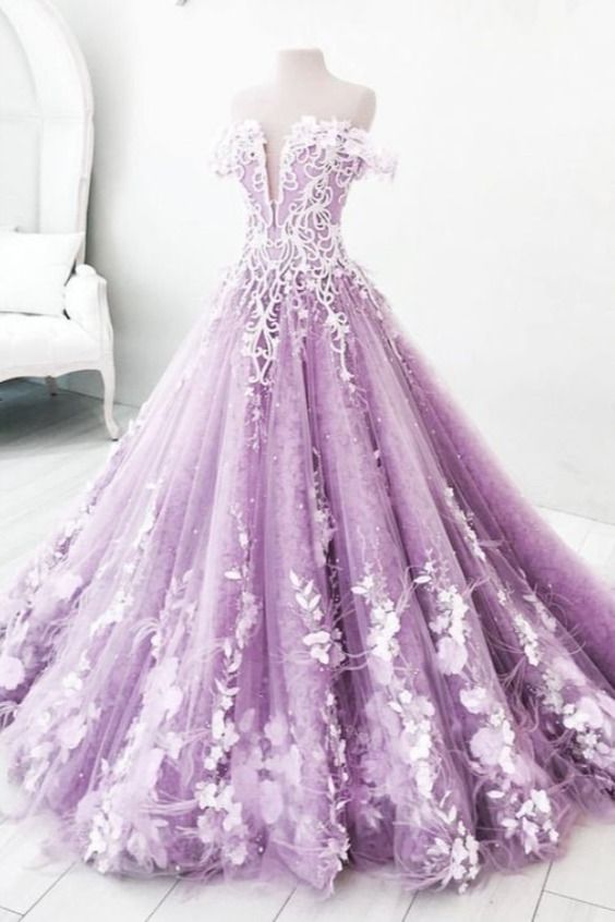 Beautiful Off-the-shoulder Lace Long Prom Dress Gorgeous Floral Evening Gowns      cg24284