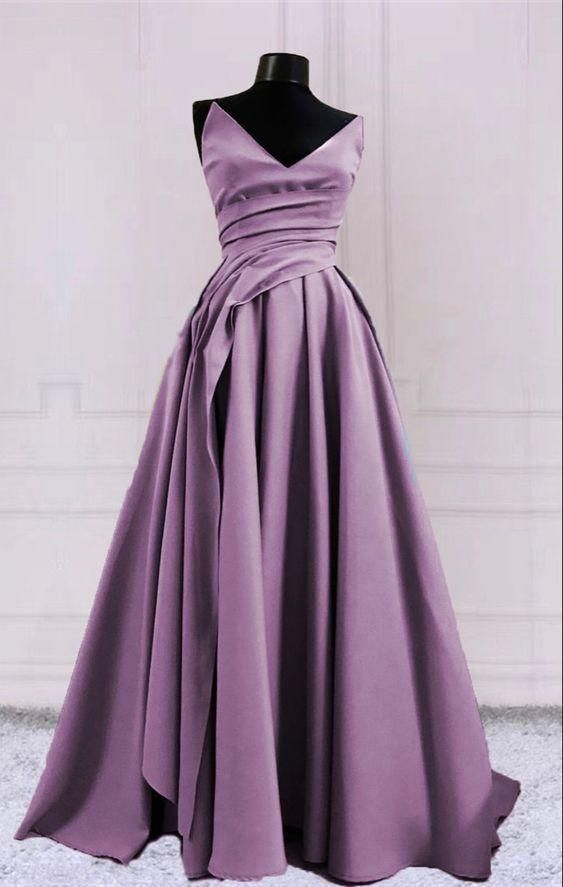 Simple long prom dresses v neck split formal gown      cg24774