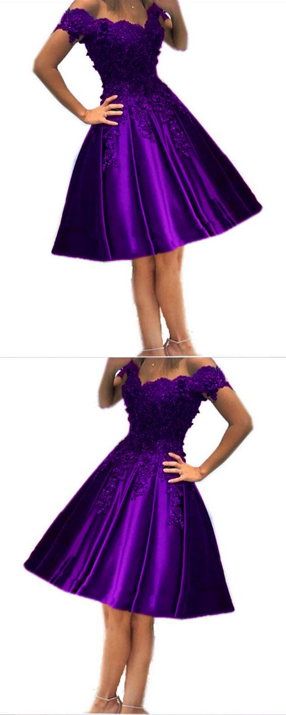 Elegant Purple Lace Appliques Beaded Homecoming Dresses Short cg2722