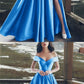 Light Blue Satin Off Shoulder Long Prom Dresses 2020 cg2740