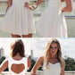 A-Line Scoop Sleeveless Short White Satin Homecoming Dress Open Back cg2917