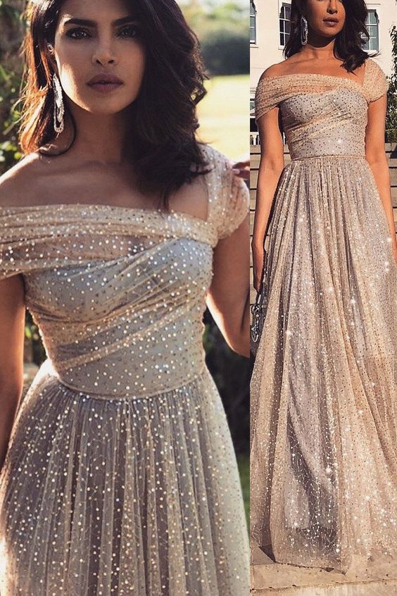 Unique Gold Sparkle Long Prom Dress Formal Evening Dress  cg2956
