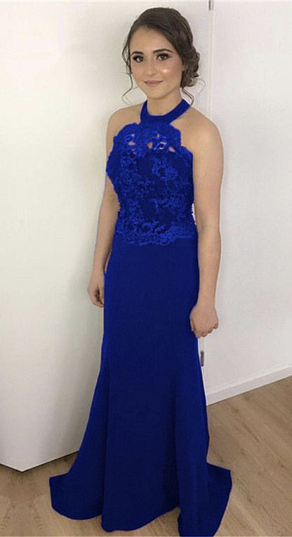 halter prom dress,mermaid prom dresses,mermaid evening gown ,royal blue prom dresses cg3009
