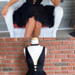 Little Black Lace Homecoming Dress, Short White Homecoming Dress cg304