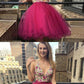 Modest fuchsia v neck short homecoming dresses cg311