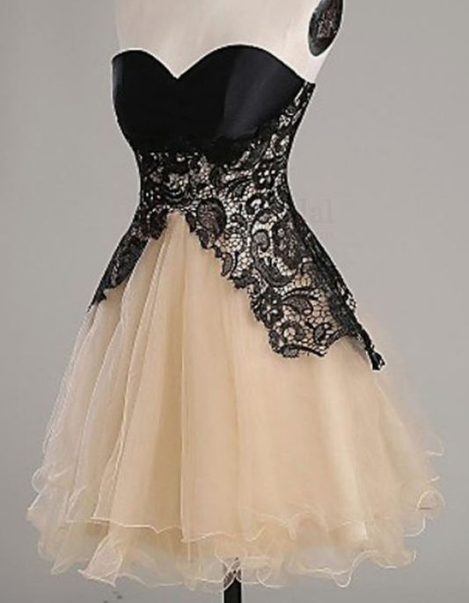 Black lace dress,sweatheart neck dress,homecoming dress cg3124