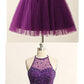 Sleeveless Homecoming Dress, Short Homecoming Dress, Open Back Homecoming Dress, Purple Homecoming Dress  cg3186