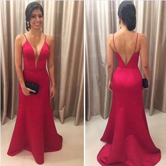 Simple Red Satin Prom Dress New Arrival cg3232
