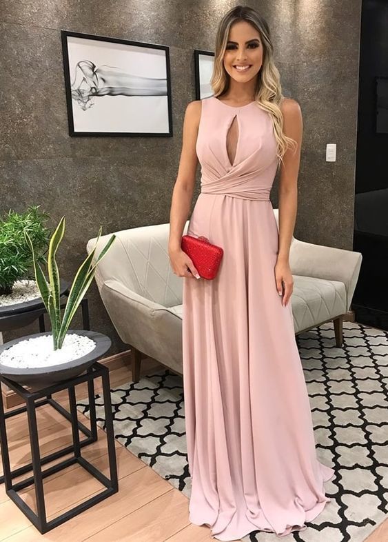 Long Pink Party Dress ，charming prom dress cg3239
