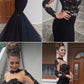 long sleeves mermaid evening dress, elegant black long prom dress, lace appliques formal dress  cg3257