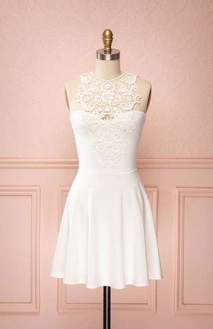 2019 Short A-line white Homecoming Dresses cg3259