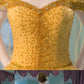 Beading Prom Dress Off-the-shoulder Yellow Brush Train Rhinestone Prom Dress/Evening Dress cg3294