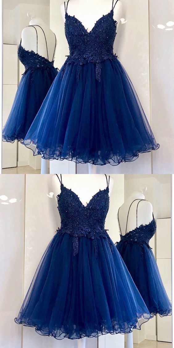 Charming Tulle Appliques Short Homecoming Dress, Backless Short Party Dress cg336