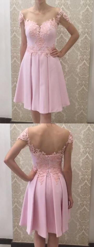 Glamorous A Line Off the Shoulder Pink Short Homecoming Dress  cg3469
