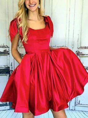 Simple Homecoming Dresses Scoop Aline Red Short Dress Cute Party Dress  cg3518