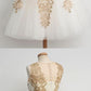Stunning Champagne Scalloped Mid-Calf Lace Appliques homecoming Dress  cg361