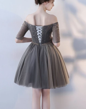 Cute tulle lace short dress, homecoming dress cg3514