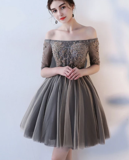 Cute tulle lace short dress, homecoming dress cg3514