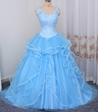 Gorgeous Blue Sweet 16 Dress 2019, Ball Gown Blue prom Dress  cg3739