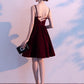 Lovely Velvet Burgundy Short Straps Homecoming Dress, Lovely Short Wedding Party Dress cg3799