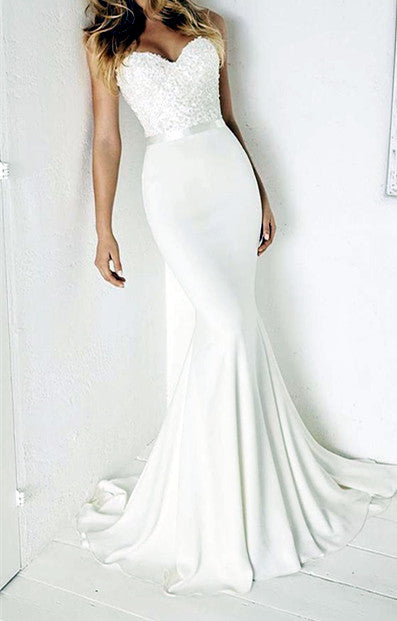 Strapless Wedding dresses,Mermaid Bridal prom Gown  cg3934