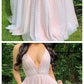 Sparkling Plunging Neck Pink Long Prom Dress cg3973