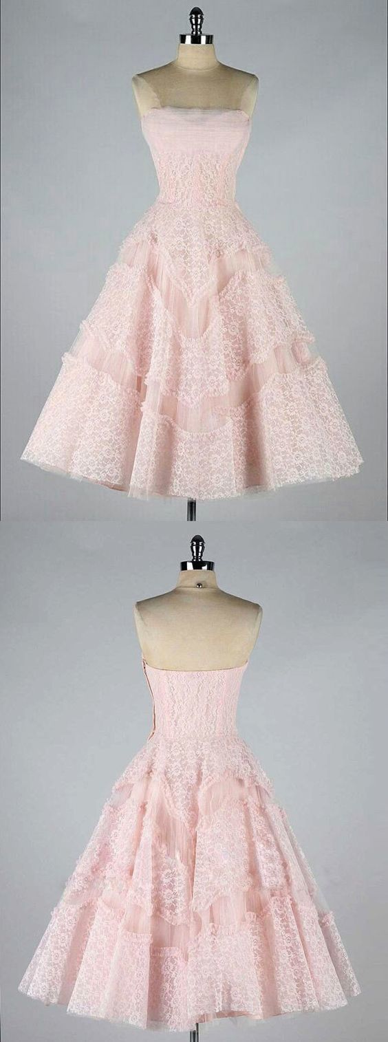 lace homecoming dress, pink homecoming dress, strapless homecoming dress cg3990