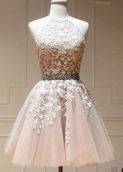 Cute tulle lace short dress, lace homecoming dress cg4126