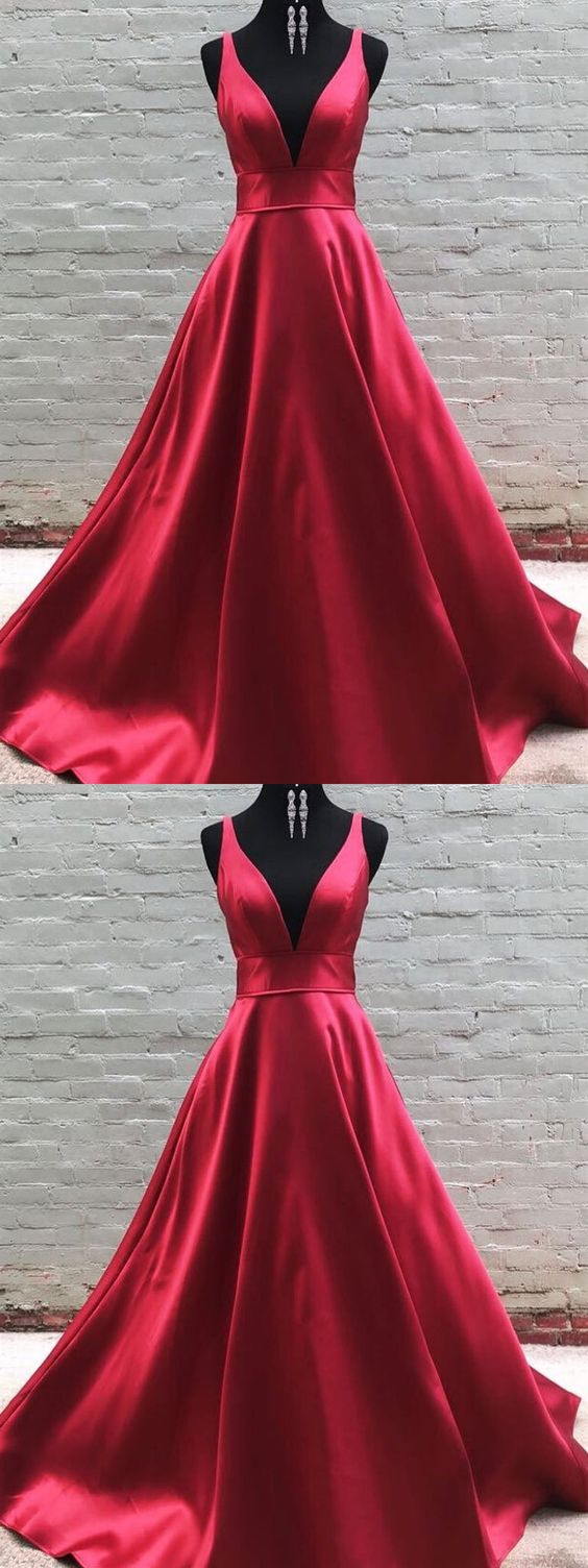 A Line V Neck Burgundy Prom Dresses, V Neck Burgundy Formal Bridesmaid Dresses cg4192