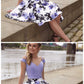 Cold Shoulder Two Piece A-Line Floral Print Short homecoming Dress cg431