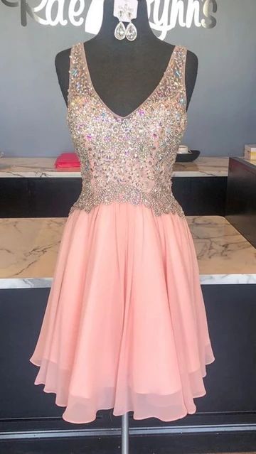 Rhinestones Short Pink Homecoming Dress  cg4350