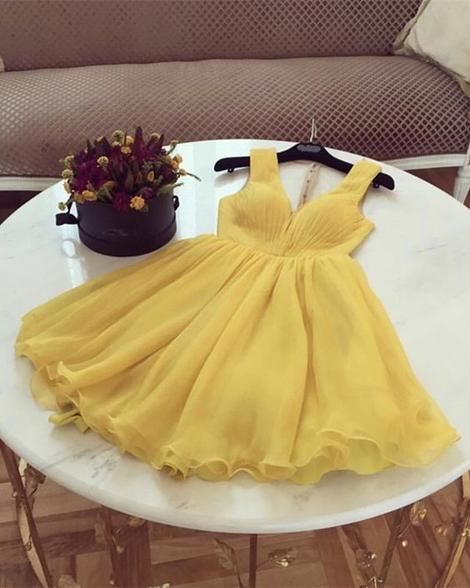 Short Deep V-neck Organza Ruffles Homecoming Dress cg4388