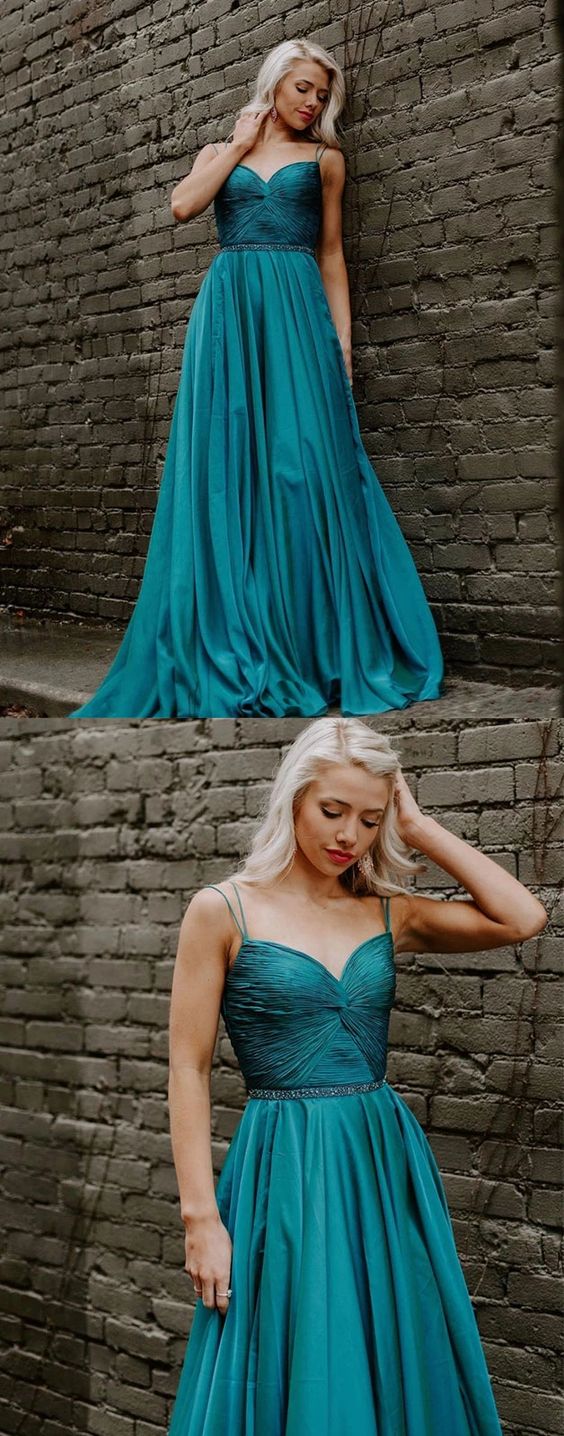 Green sweetheart chiffon long prom dress green evening dress cg4476