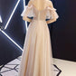 CHAMPAGNE SWEETHEART TULLE LACE LONG PROM DRESS CHAMPAGNE LACE FORMAL DRESS cg4554