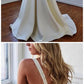 Simple v neck white satin long prom dresses, V neck white satin long formal evening dresses cg4575