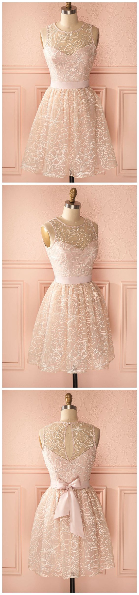 A-line Scoop Short/Mini Dress Lace Cocktail Dress Homecoming Dress cg4614