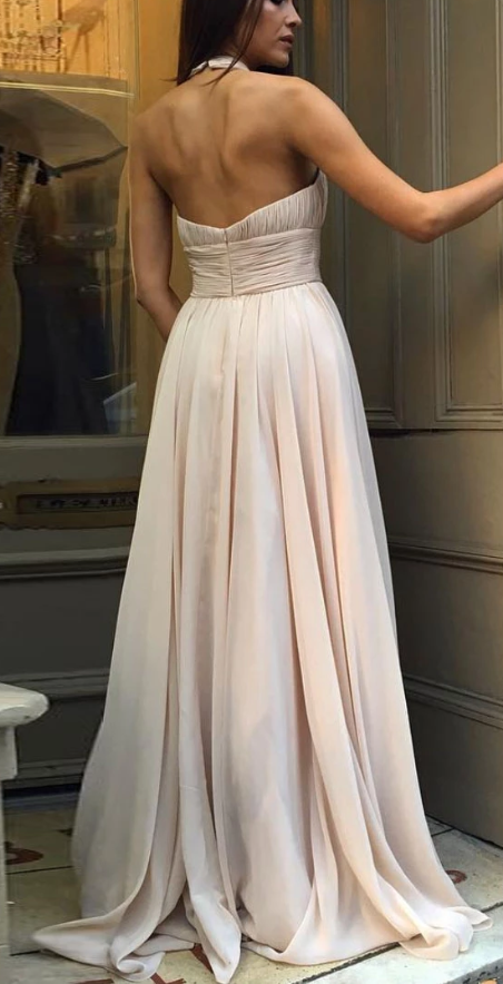 Simple v neck chiffon long prom dress, chiffon evening dress cg5031