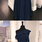 Simple chiffon dark blue long prom dress, bridesmaid dress cg5037