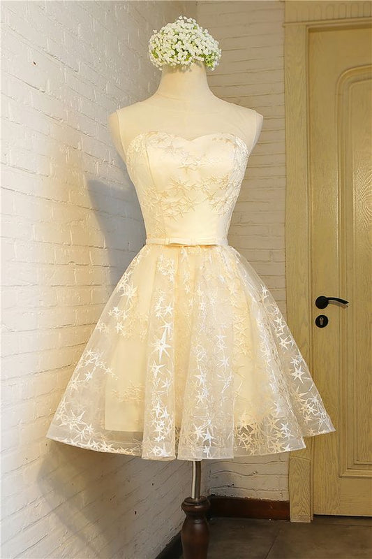 champagne short party dress, homecoming dress, fashion girl dress cg5055