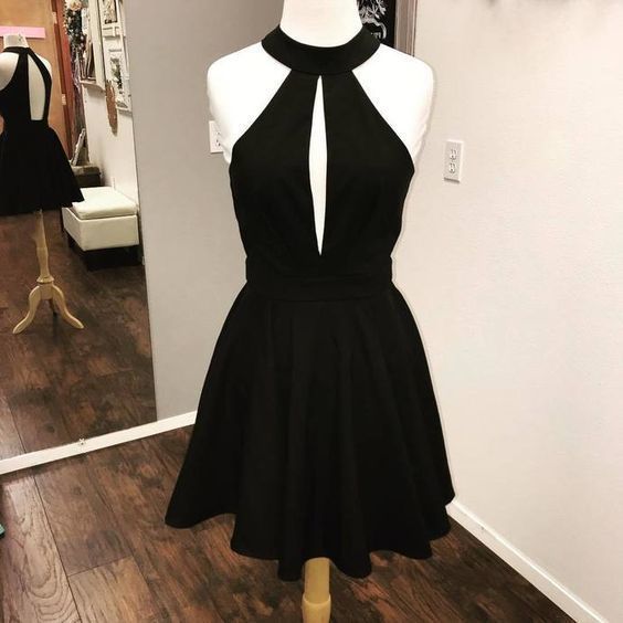 Sexy Sleeveless Black Short Party Dress, Black homecoming dress cg5144