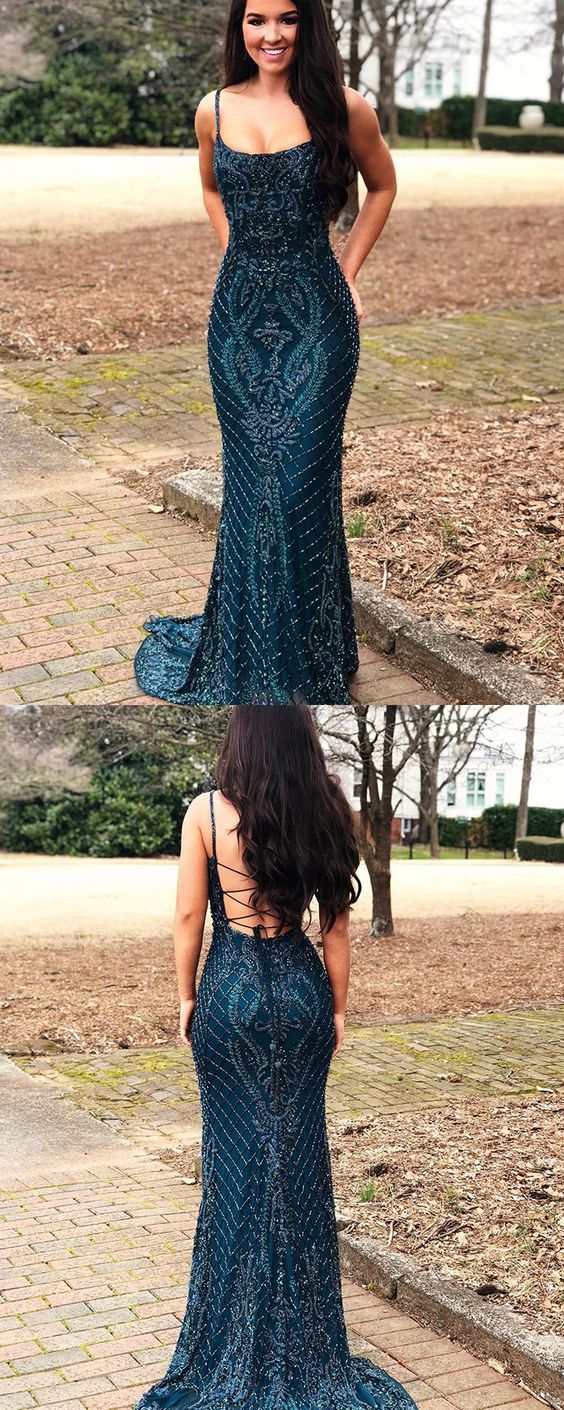 gorgeous lace square beading mermaid evening prom dress  cg5341