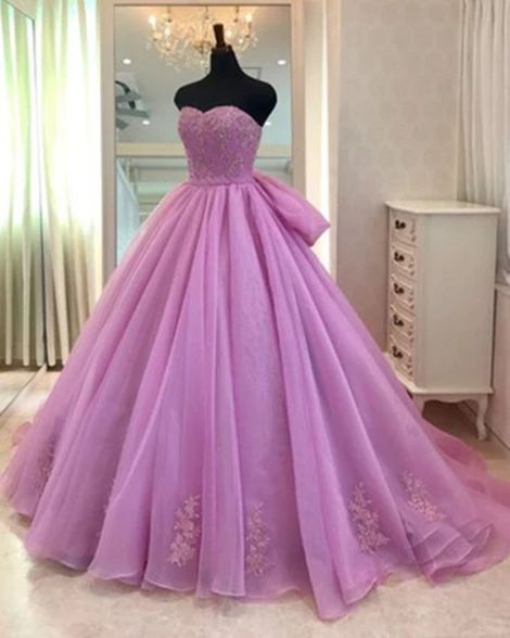 Sweetheart neck lavender tulle formal prom gown, evening dress  cg5446