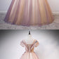 Pink Tulle Round Neck Sequins Long Formal Prom Dress With Sleeve   cg5576