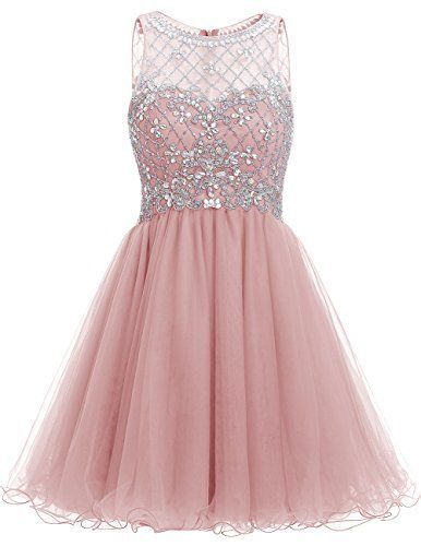 Pink Short A-Line Tulle Homecoming Dress Featuring Sweetheart Illusion Crystal Embellished Bodice  cg5633