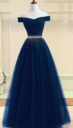 Tulle prom gown,off shoulder prom dresses,long prom dress,a line evening dress  cg6013