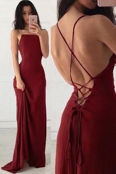 Spaghetti Straps Burgundy Sleeveless Formal Gown,Cheap Long Evening Dresses  cg6029