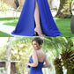 Spaghetti Straps Royal Blue Satin Prom Dress  cg6363