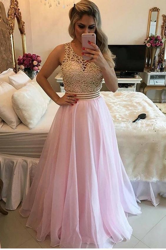 Scoop Prom Dresses A Line 30D Chiffon With Beads Bodice   cg6498