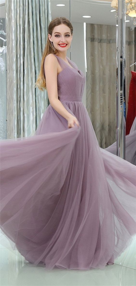 A-line Floor-length Elegant Simple Cheap Long Tulle Prom Dresses  cg6594