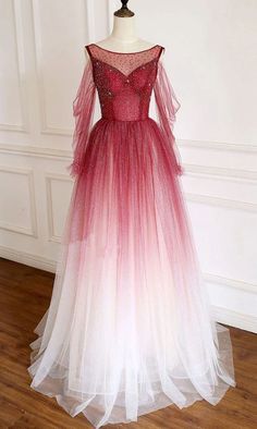 Burgundy tulle sequin long prom dress burgundy tulle formal dress  cg6634